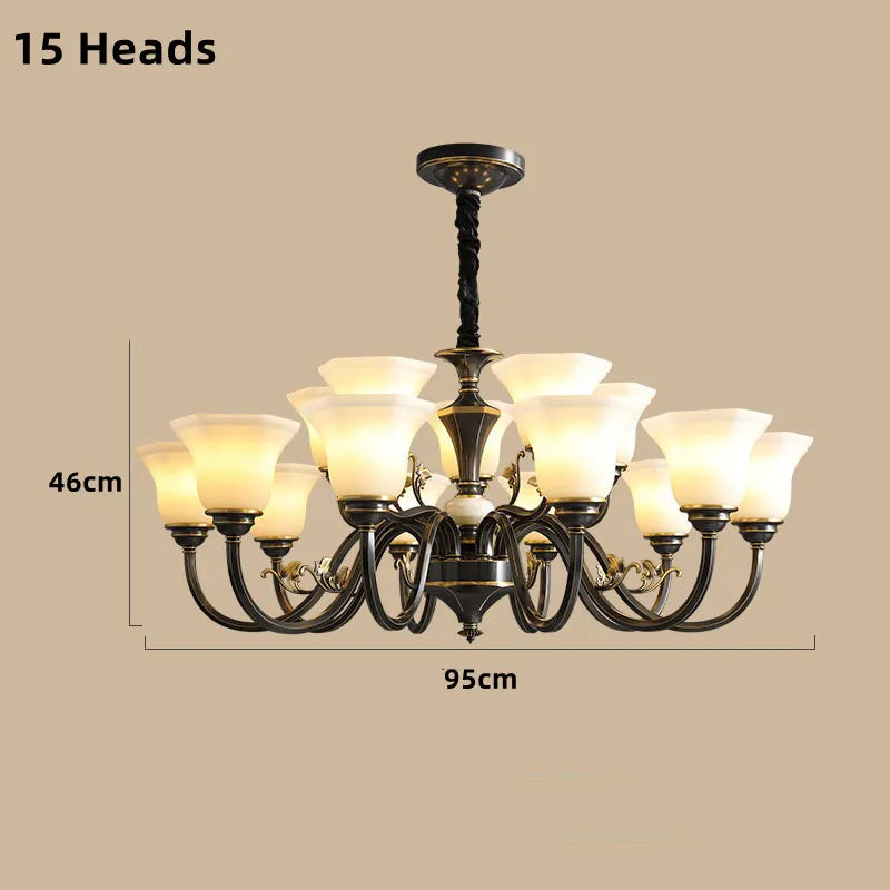 lustre vintage en cuivre avec abat-jour en verre dépoli - vue 12 sur 20