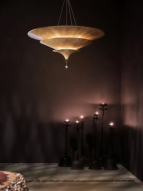 lustre bouddhiste asiatique style wabi sabi pour décoration intérieure - vue 3 sur 7