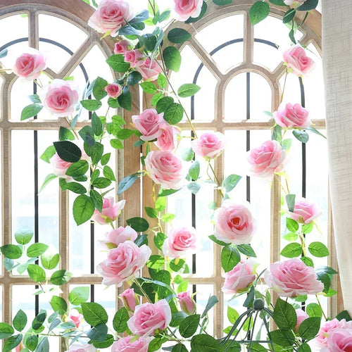vignes de roses artificielles en soie pour décoration intérieure - vue 3 sur 12