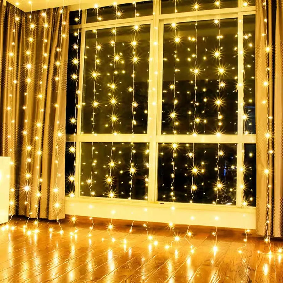 rideau lumineux led glaçons guirlande décorative pour fêtes et mariages - vue 2 sur 8