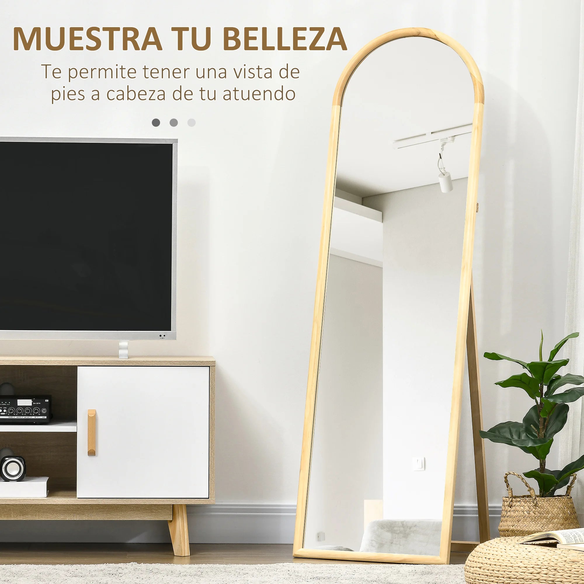 miroir de sol en bois massif design élégant pour intérieur - vue 4 sur 7