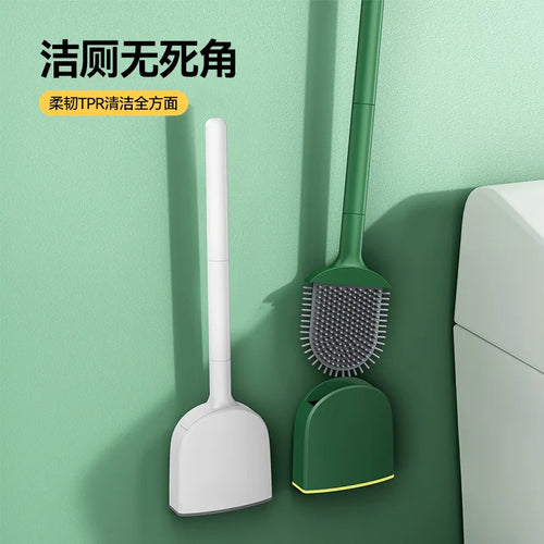 brosse de toilette en silicone avec support suspendu et manche long - vue 3 sur 8
