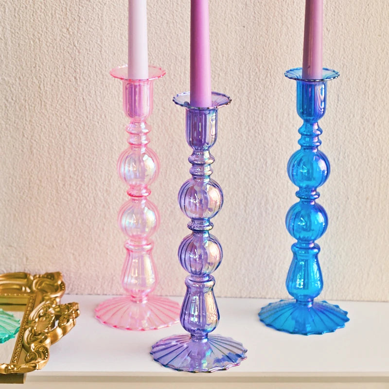 bougeoir conique en verre pour décoration festive et bureau - vue 4 sur 12