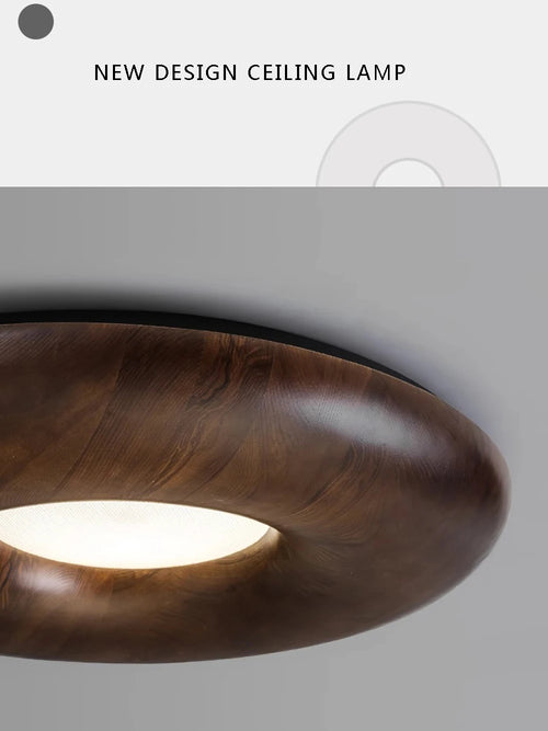 plafonnier led design rétro moderne en bois grand lustre - vue 2 sur 9