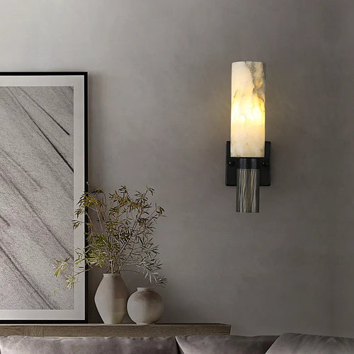 applique murale en pierre naturelle albâtre cuivre et marbre luxe - vue 5 sur 6