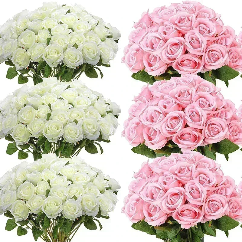 lot de 50 roses artificielles en soie pour décoration et événements festifs - vue 24 sur 24