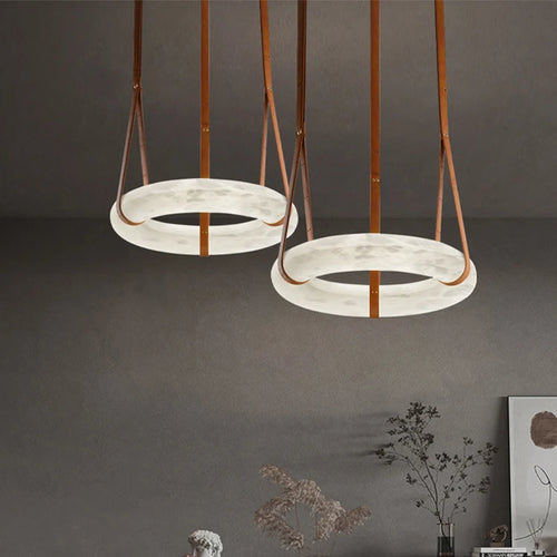 lustre circulaire en marbre led de luxe suspendu - vue 4 sur 7