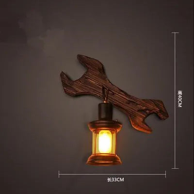 Applique murale LED industrielle rétro en bois - vue 13 sur 21