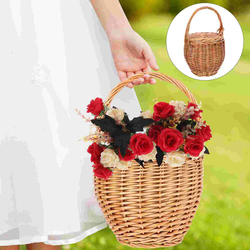 lot de 10 paniers en rotin naturel pour rangement extérieur et pique-nique - vue 8 sur 8