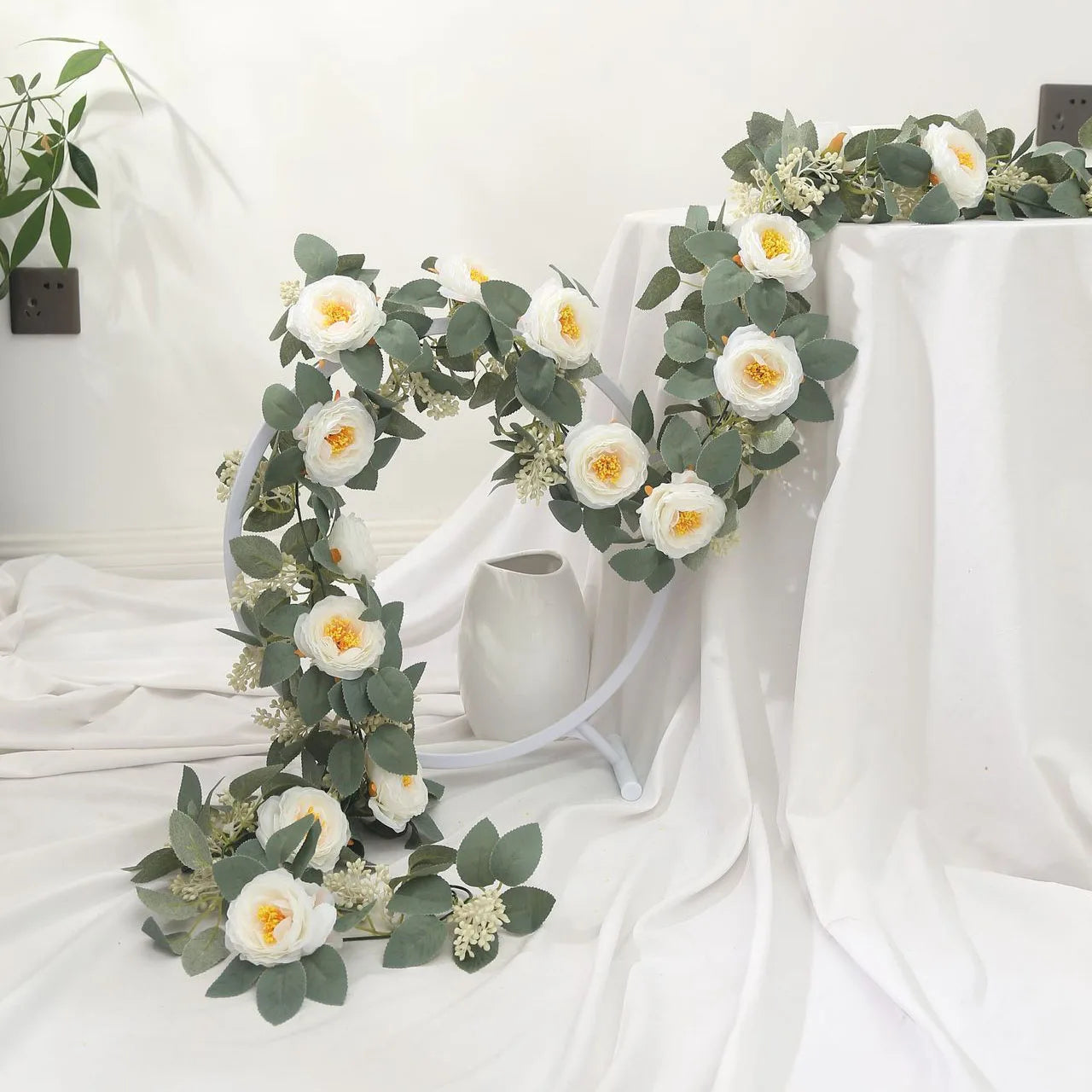 soie simulation rose fausse fleur vignes décoratives artificielles - vue 2 sur 11