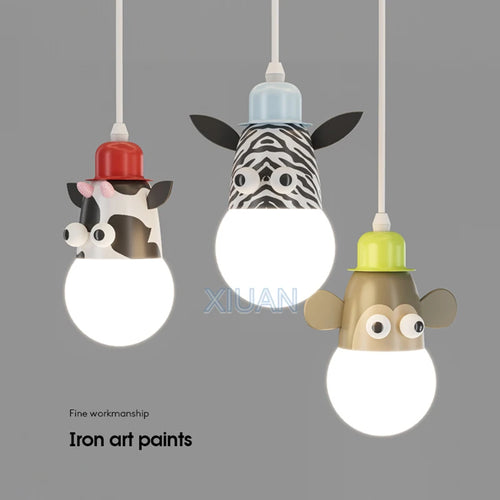 lustre dessin animé animal avec veilleuses nuage pour enfants - vue 6 sur 7