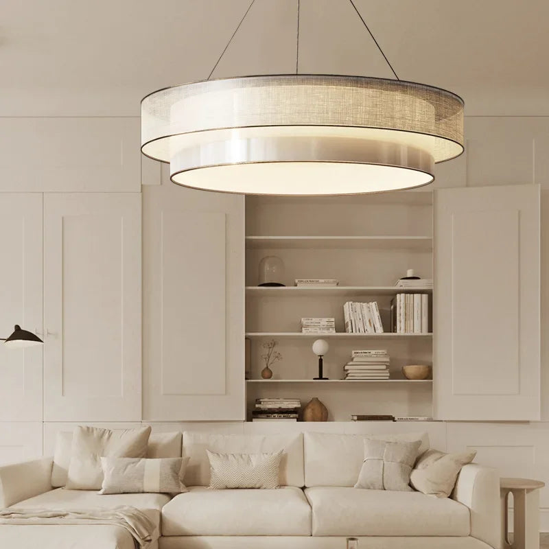 lustre circulaire moderne en tissu pour intérieur élégant - vue 3 sur 8