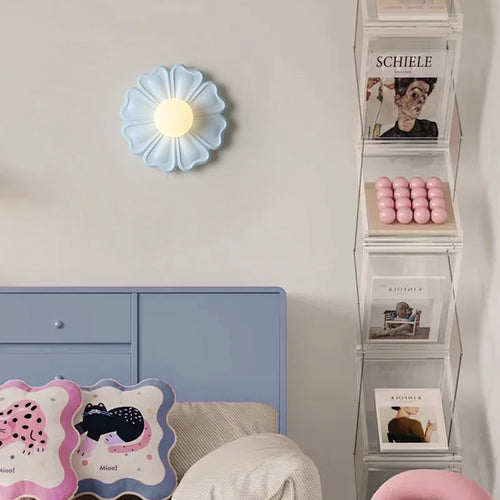 applique murale créative lampe à fleurs en résine pour enfants - vue 6 sur 11