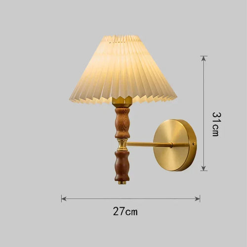 applique murale nordique led avec abat-jour en tissu et bois - vue 6 sur 7