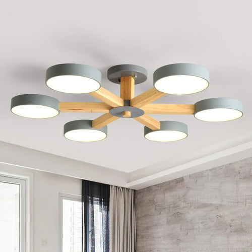 plafonnier moderne en bois à éclairage led pour décoration intérieure - vue 6 sur 15