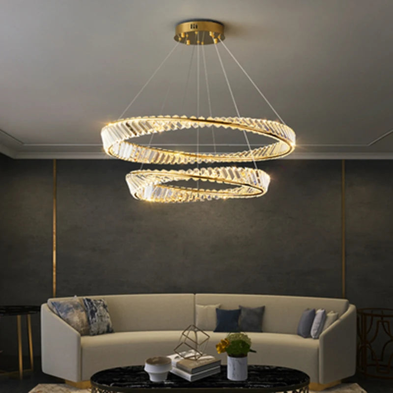 lustre en or de luxe avec éclairage en cristal winfordo - vue 3 sur 13