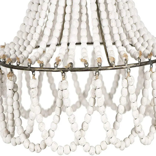 lustre en perles de bois style bohème nordique et rural américain - vue 7 sur 7