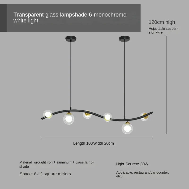 lustre en verre noir style nordique moderne pour restaurant et bar