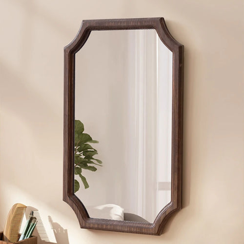 miroir vintage en bois massif miroir maquillage étanche mural antirouille - vue 2 sur 15