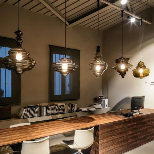 lampe suspendue en verre design moderne pour bars et cafés - vue 7 sur 12