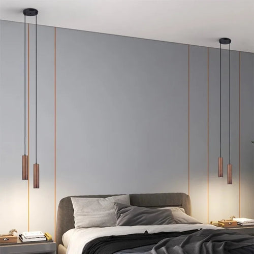 Suspension LED grain de bois design nordique moderne - vue 7 sur 10