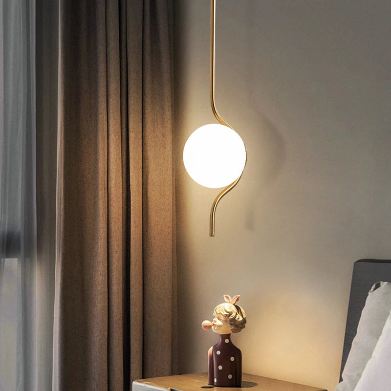 suspension en verre laiteux led créatives art déco - vue 5 sur 8