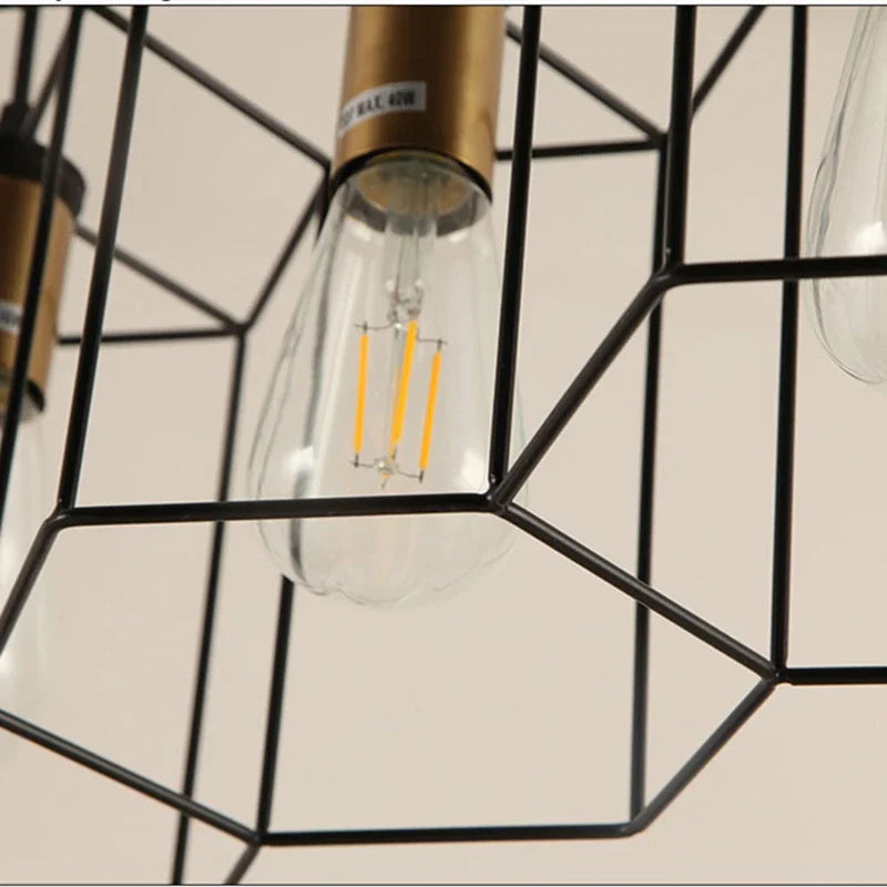 lustre à têtes multiples en fer forgé avec câble réglable - vue 10 sur 10