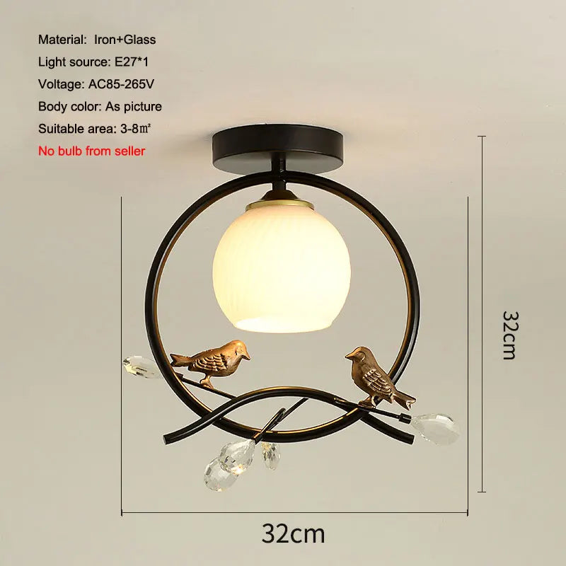 plafonnier nordique en fer style 	 avec décoration oiseau - vue 5 sur 16