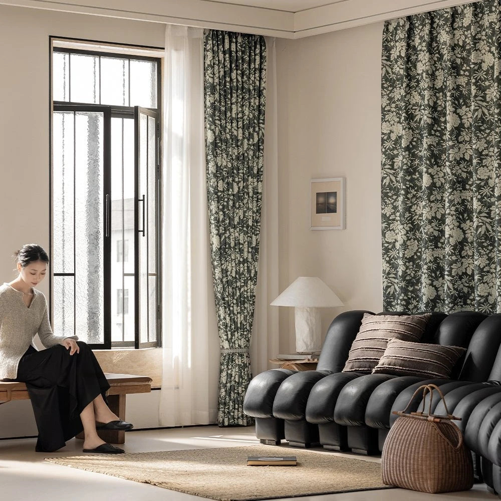 Rideau occultant floral style naturel pour chambre salon