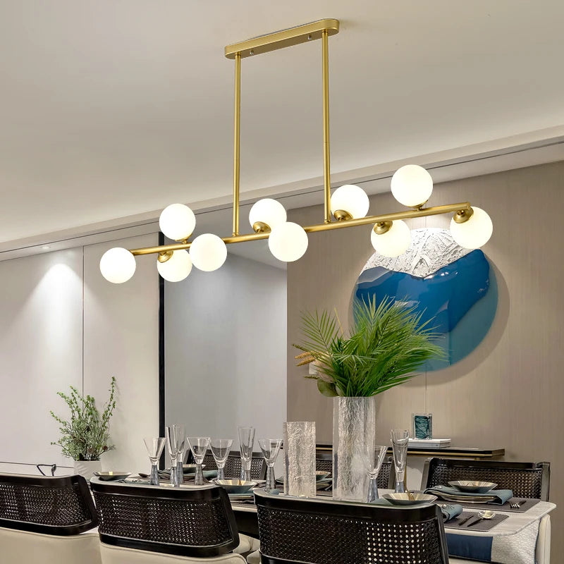 Lustre design boules de verre horizontales - vue 4 sur 20
