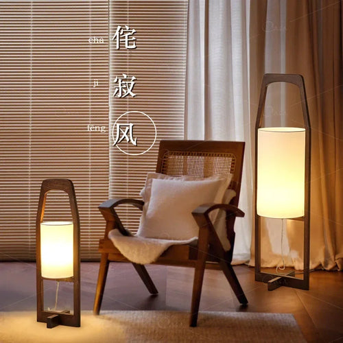 lampadaire japonais rétro en bois massif design créatif et simple - vue 5 sur 6