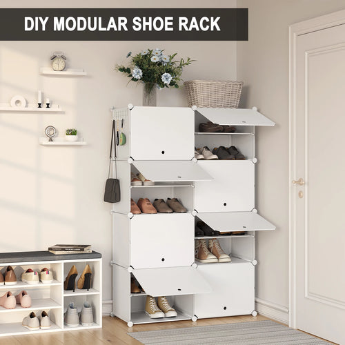 meuble à chaussures compact avec 8 compartiments pour un rangement optimal - vue 6 sur 6