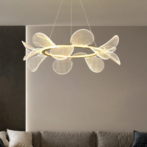lustre led moderne en acrylique forme de fleur luxueux - vue 4 sur 10