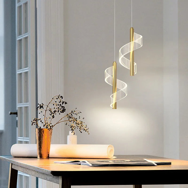 lustre moderne nordique twist light en acrylique pour intérieur élégant - vue 4 sur 12