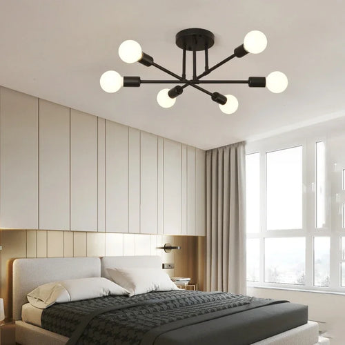Moderne Créatif LED Plafonnier Lustre Spoutnik Lumière Semi-intégré Nordique Décor À La Maison Luminaires pour Chambre Salon - vue 14 sur 14