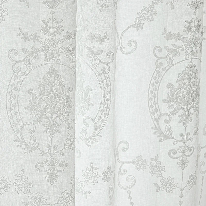 Voilage tulle brodé style européen pour salon fenêtres