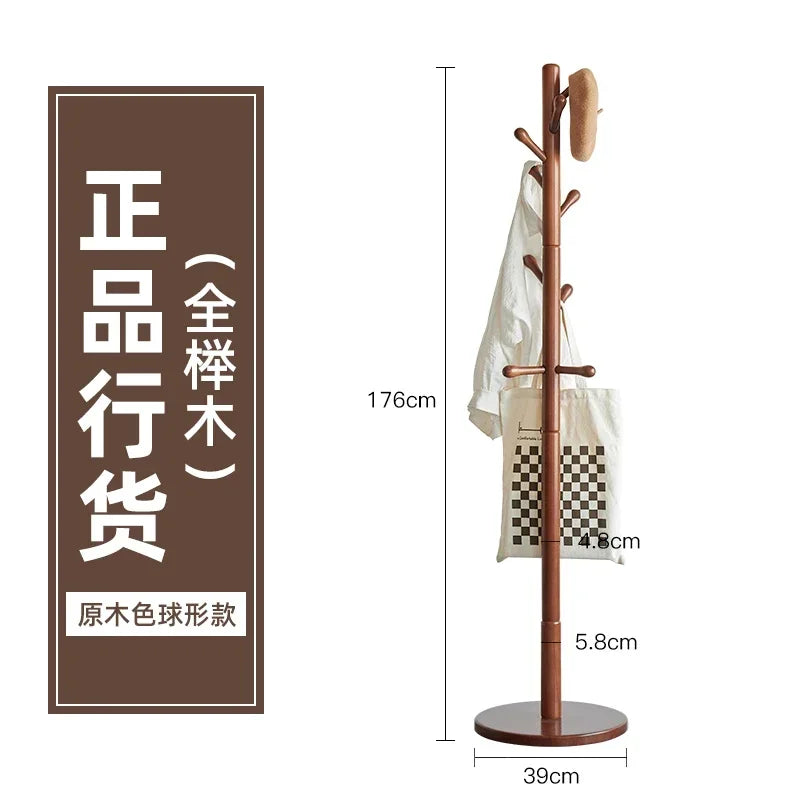 cintre en bois massif porte-manteau stable et étagère à sac - vue 14 sur 18