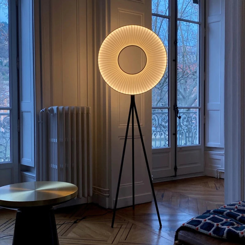 Lampadaire sur pied nordique créative en tissu plissé - vue 4 sur 7