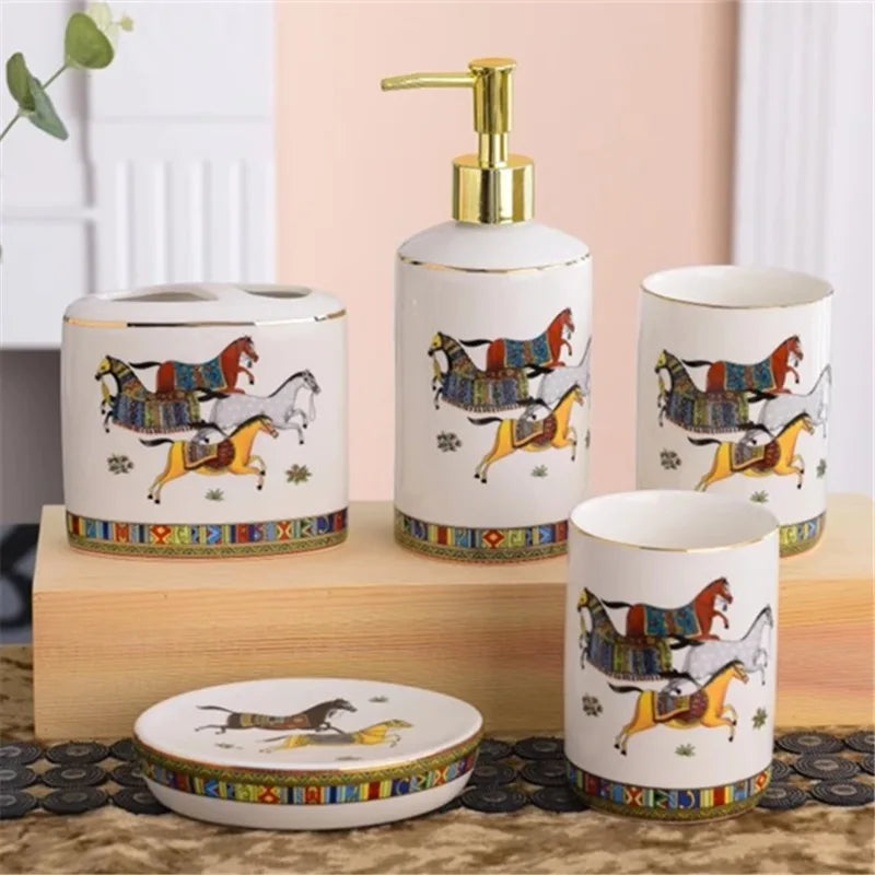ensemble de 5 accessoires de salle de bain luxe pour mariage - vue 9 sur 20