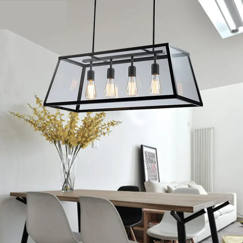 suspension industrielle vintage en fer et acrylique pour cuisine et bar - vue 4 sur 6