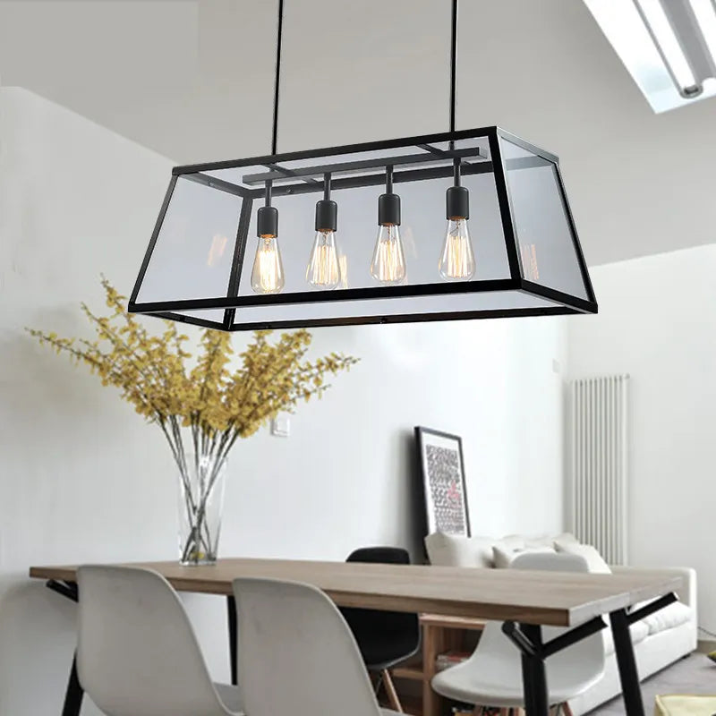 suspension industrielle vintage en fer et acrylique pour cuisine et bar - vue 3 sur 6