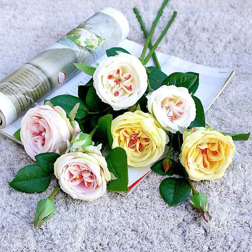 fleurs artificielles roses blanches décoratives pour toutes occasions - vue 2 sur 7