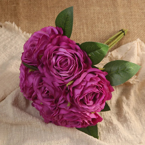 bouquet de roses artificielles décoration intérieure et extérieure fleurs faux - vue 15 sur 18