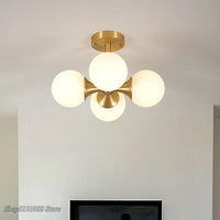 Plafond moderne à LEDs lumières nordique créatif boule de verre Led plafonniers salon cuisine haricot magique chambre garniture luminaires