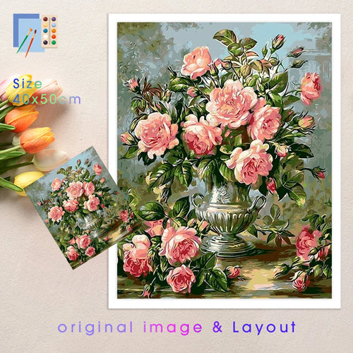 kit de peinture par numéro fleurs pour adultes décoration artisanale - vue 4 sur 7