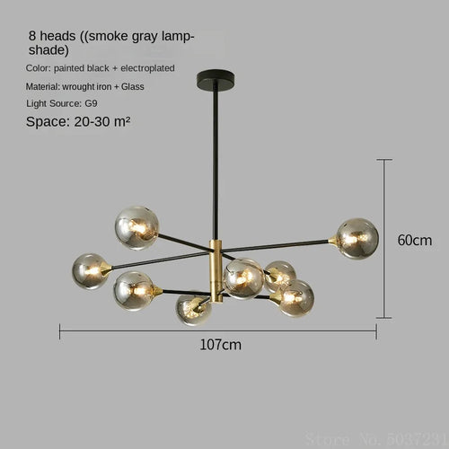 lustre moderne en forme de haricot avec éclairage led suspendu - vue 14 sur 16