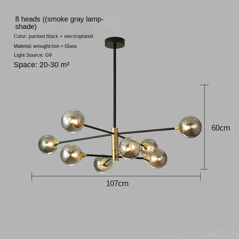 lustre moderne en forme de haricot avec éclairage led suspendu - vue 13 sur 16