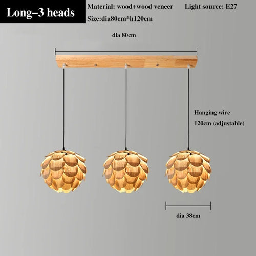 lustre ananas original en placage de bois pour hôtels bars et restaurants - vue 11 sur 10