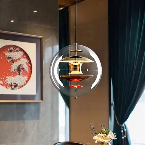 suspension boule chrome acrylique esthétique bar cafe - vue 4 sur 9