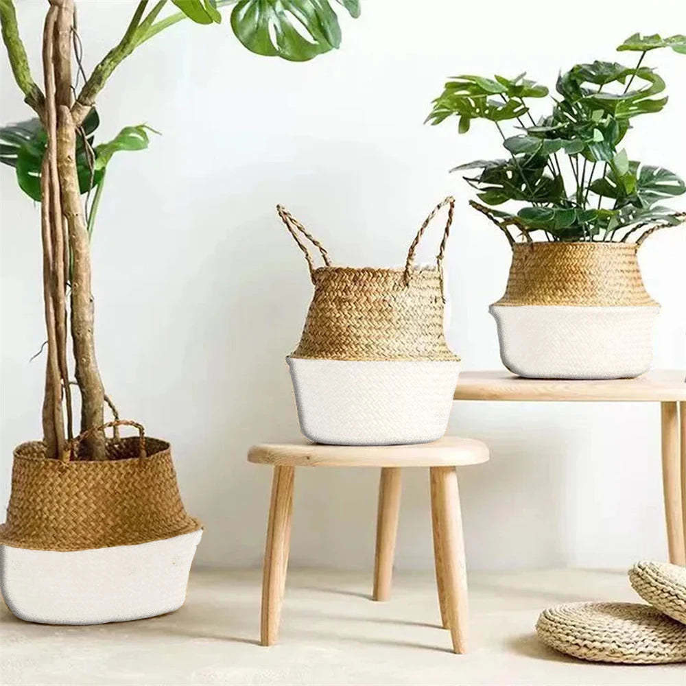 panier suspendu en osier pour rangement et décoration - vue 5 sur 13